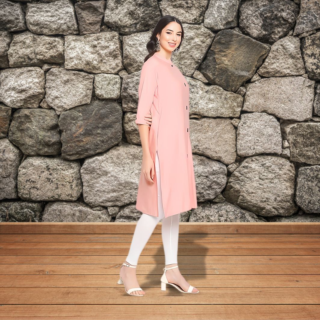 Blush Elegance Button-Down Kurti Set