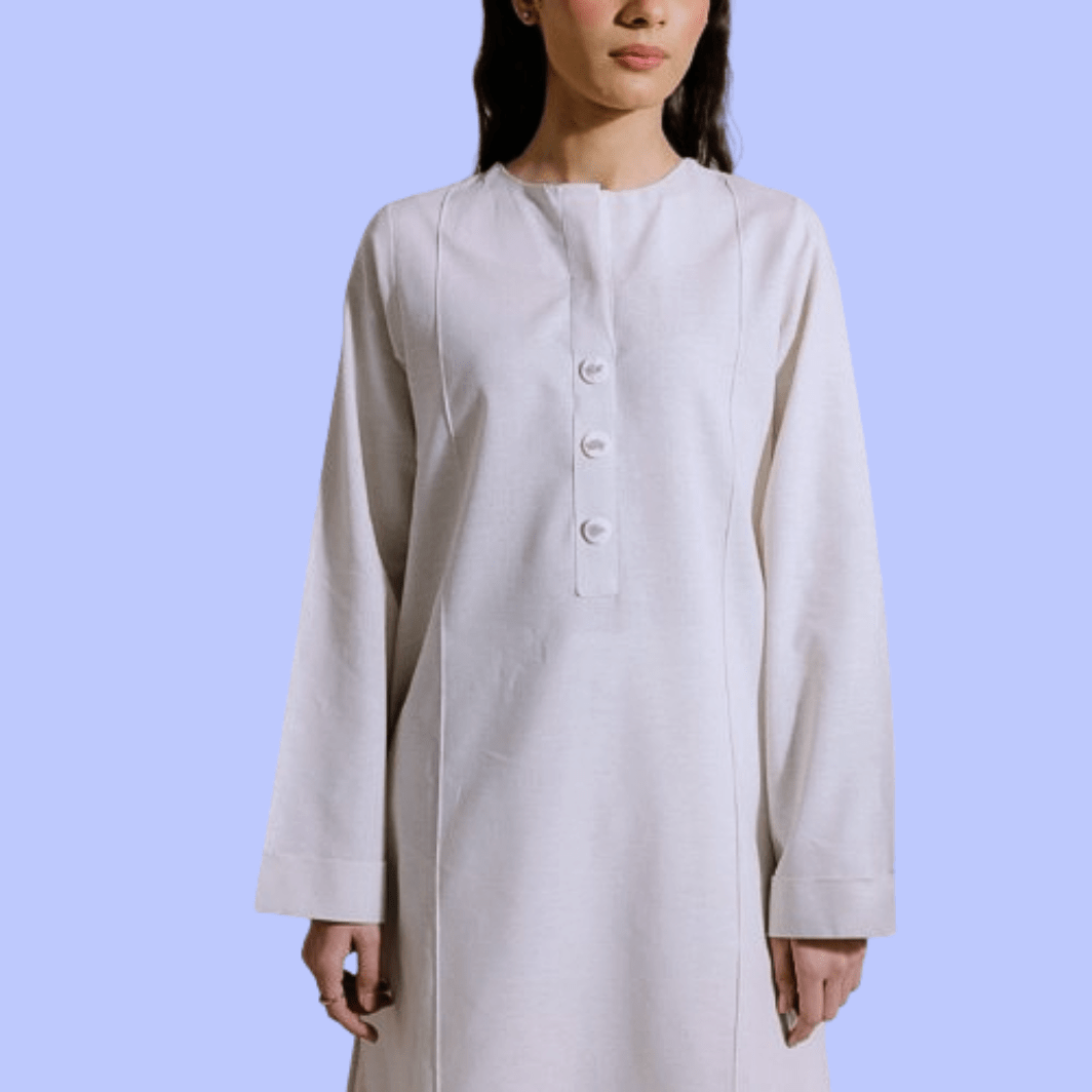 pearl white solid colour dress for women summer collection in lawn and winter in cotton