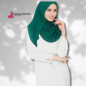 Dark Peacock Green Silk Plain Hijab For Girls