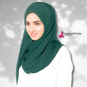 Dark Peacock Green Silk Plain Hijab For Girls