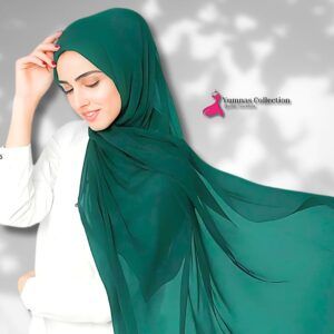 Dark Peacock Green Silk Plain Hijab For Girls