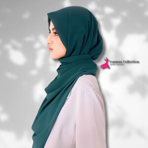 Dark Peacock Green Silk Plain Hijab For Girls