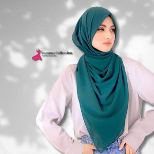 Dark Peacock Green Silk Plain Hijab For Girls