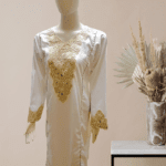 White Dress With Golden Work