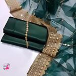 Elegant Unstitched Deep Green Silk Fabric for Girls and Women – Perfect for Stylish Outfits