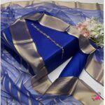 Elegant Unstitched Deep Blue Silk Fabric for Girls and Women – Perfect for Stylish Outfits