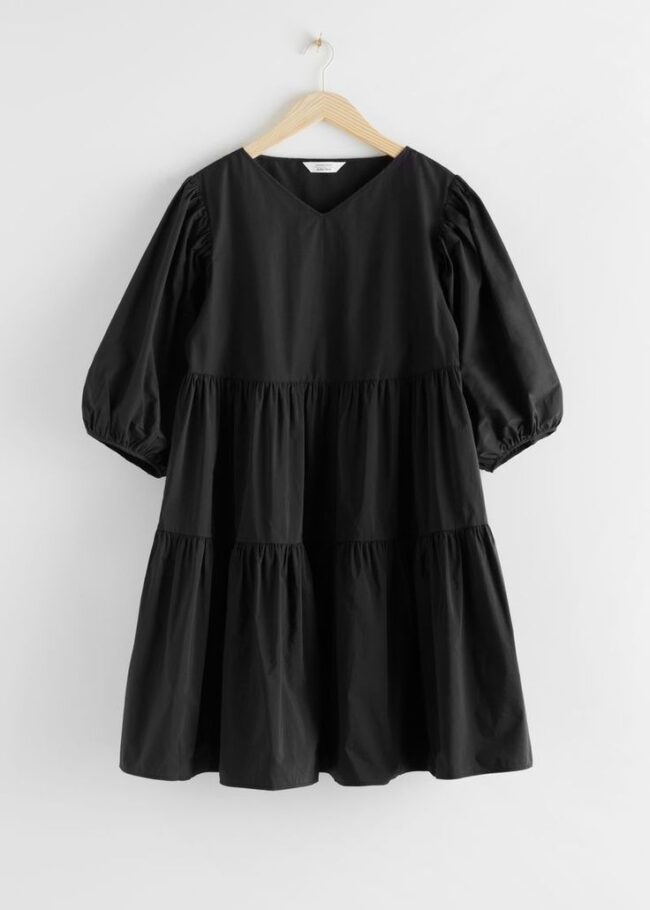 Trendy Black Puff Sleeve Dress for Girls & Women - Customizable Western Top