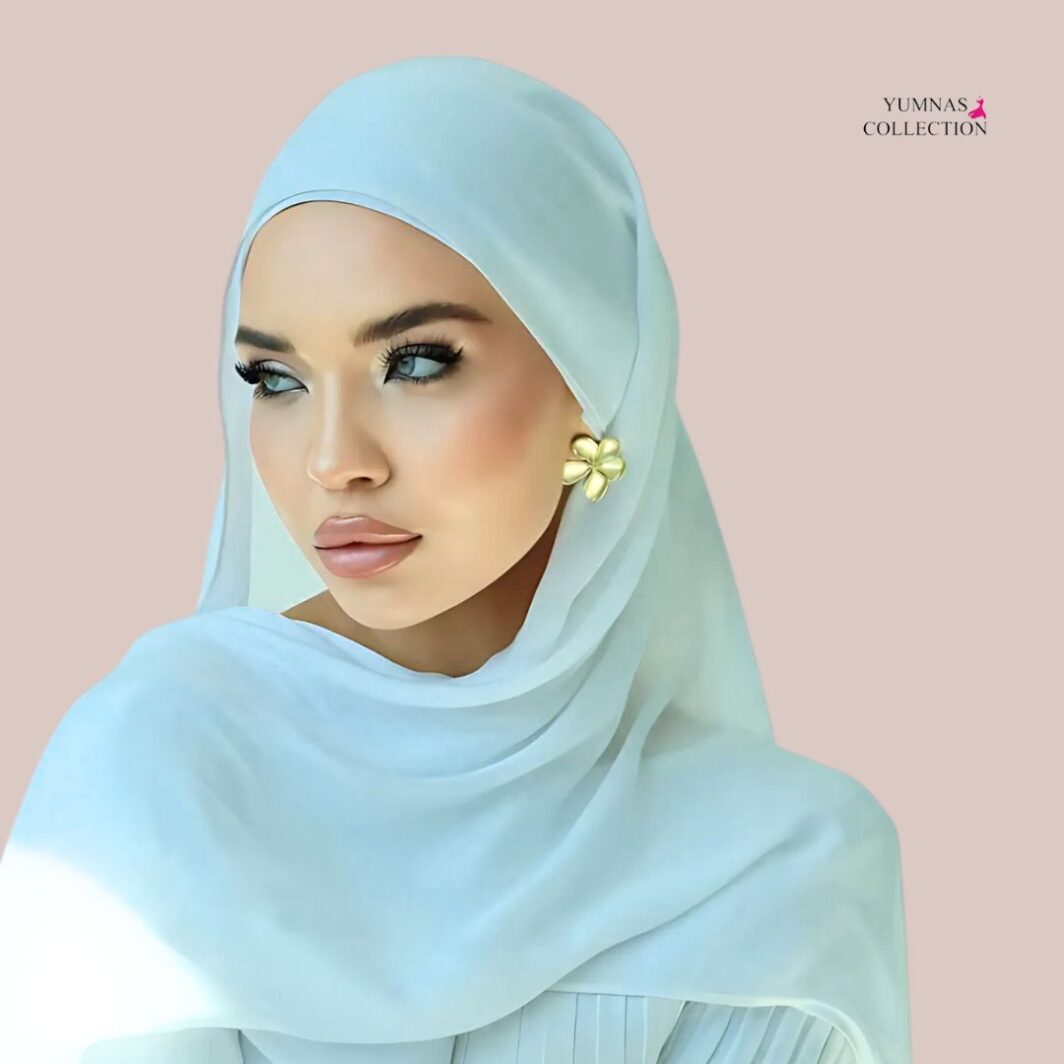 Elegant Pure Chiffon white Hijab for Women and Girls – Soft, Lightweight, Breathable, Stain free & Wrinkle free