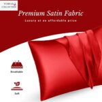 2pcs Set -Satin RED Pillowcase for Hair & Skin | Premium Silk Pillow Case (Queen Size)