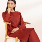 Elegant plain solid bright red Stitched Dresses for Women & Girls – 2PC Sets & Ready-to-Wear Styles