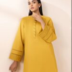 Elegant plain solid bright mustard Stitched Dresses for Women & Girls – 2PC Sets & Ready-to-Wear Styles