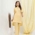 Elegant plain solid light yellow Stitched Dresses for Women & Girls – 2PC Sets & Ready-to-Wear Styles