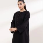 Elegant plain solid JET BLACK  Stitched Dresses for Women & Girls – 2PC Sets & Ready-to-Wear Styles