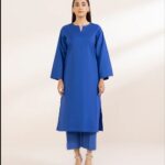 Elegant plain solid bright blue Stitched Dresses for Women & Girls – 2PC Sets & Ready-to-Wear Styles