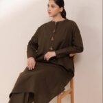 Elegant plain solid chocolate Stitched Dresses for Women & Girls – 2PC Sets & Ready-to-Wear Styles