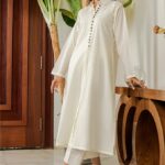 Elegant plain solid bright white Stitched Dresses for Women & Girls – 2PC Sets & Ready-to-Wear Styles