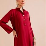 Elegant plain solid rose red Stitched Dresses for Women & Girls – 2PC Sets & Ready-to-Wear Styles